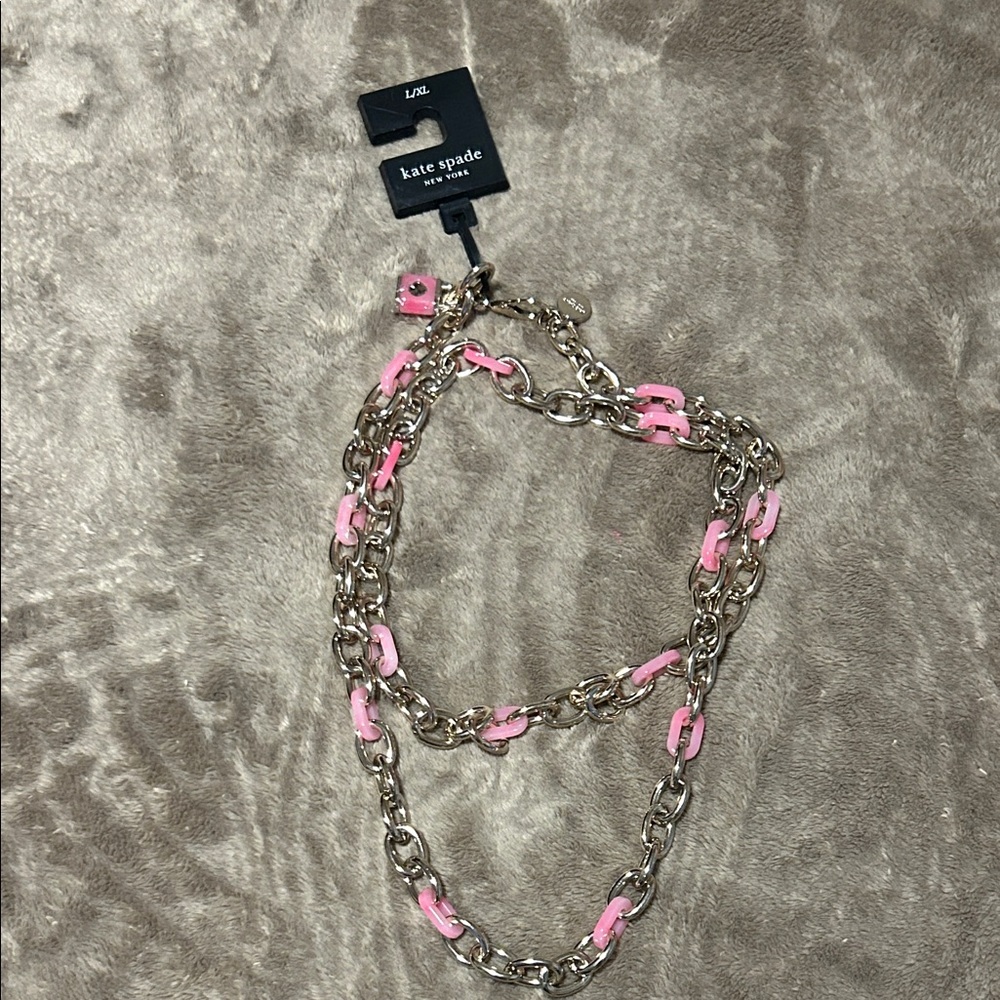 Kate Spade NEW YORK Pink and Gold Chain belt w lock L/ XL NWT